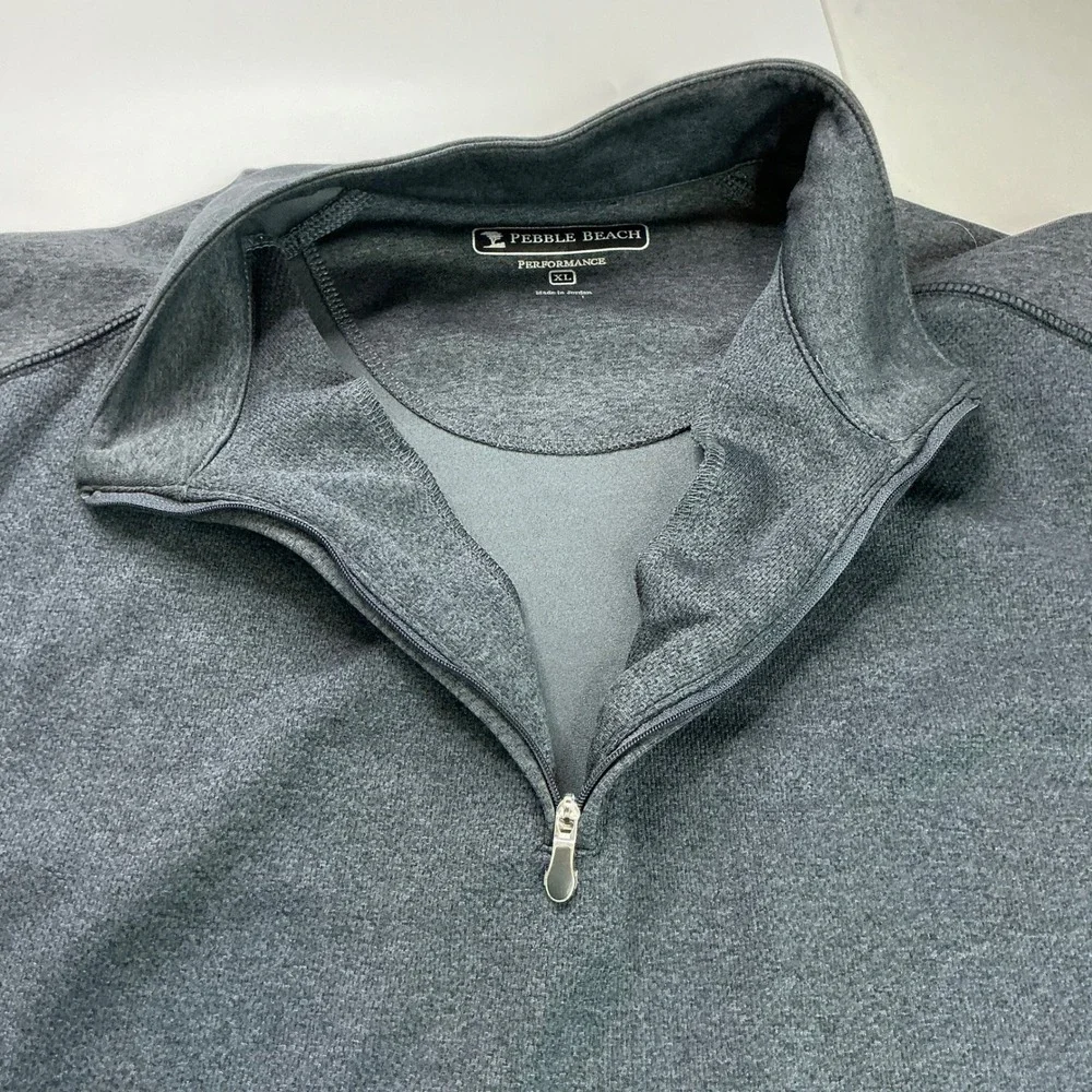 Pebble Beach Gray Quarter Zip Pullover Mens XL Performance Heathered Golf Top